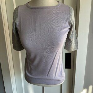 Marlowe Italy Cashmere Sweater in Mauve and Light Grey XS